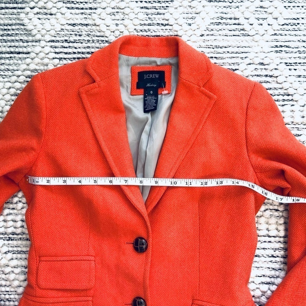 J Crew  Orange Wool Herringbone Tweed Jacket - Picture 6 of 10